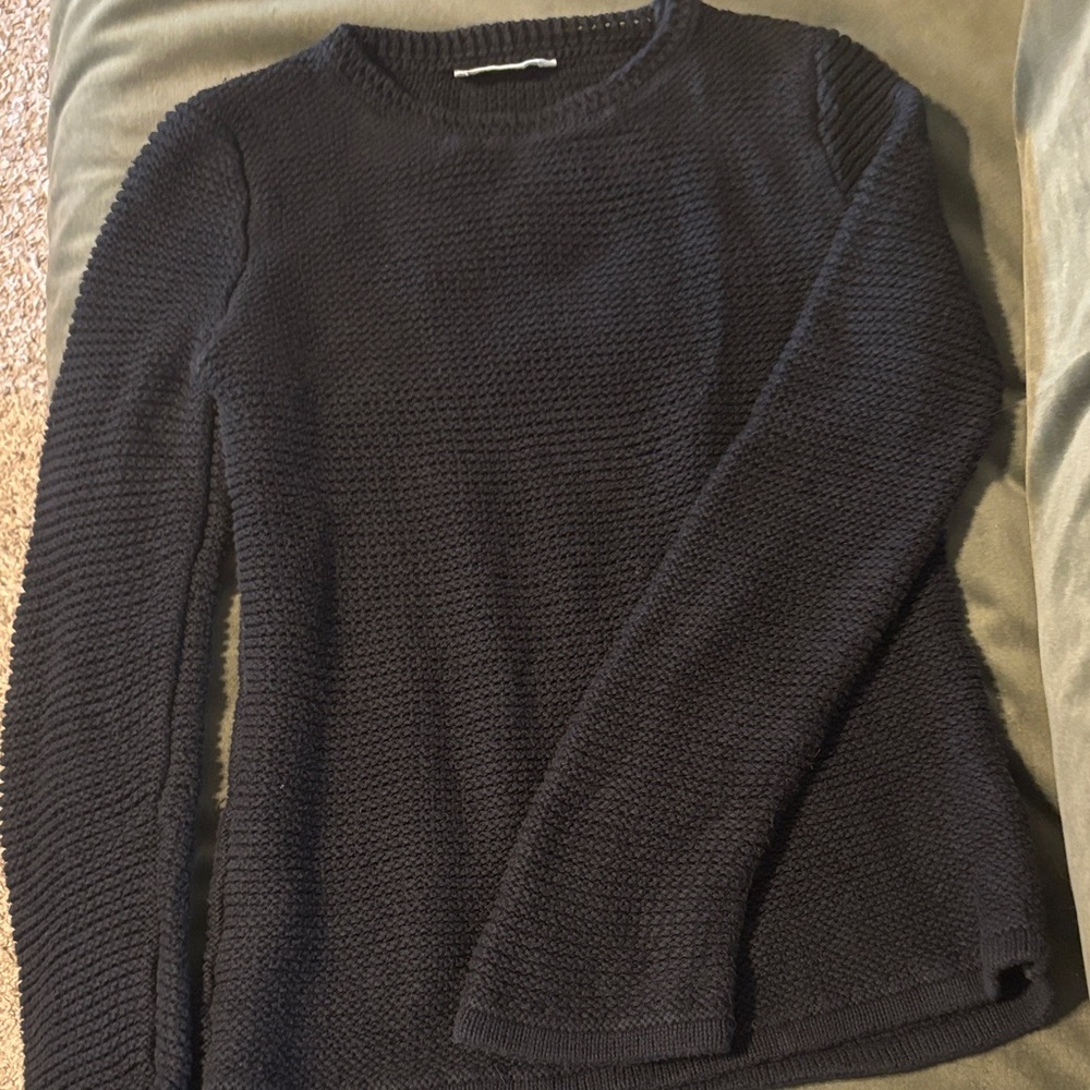 Everlane Black Open- Stitch Women's Crew Neck Sweater